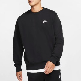 Nike Sportwear Club Men French Terry Crew Neck Black Sweatshirt Size Small